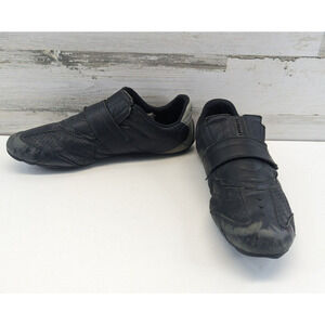 Lacoste Sport Men Shoe 10.5 Black Futur 2M SPM Strap Low Top Leather Hook n Loop